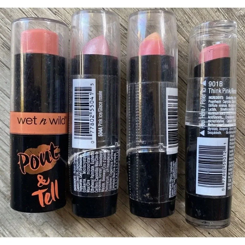 Wet n Wild Silk Finish Lipstick Pout Think Pink Ice 15 Minutes Aflame Tell Lot